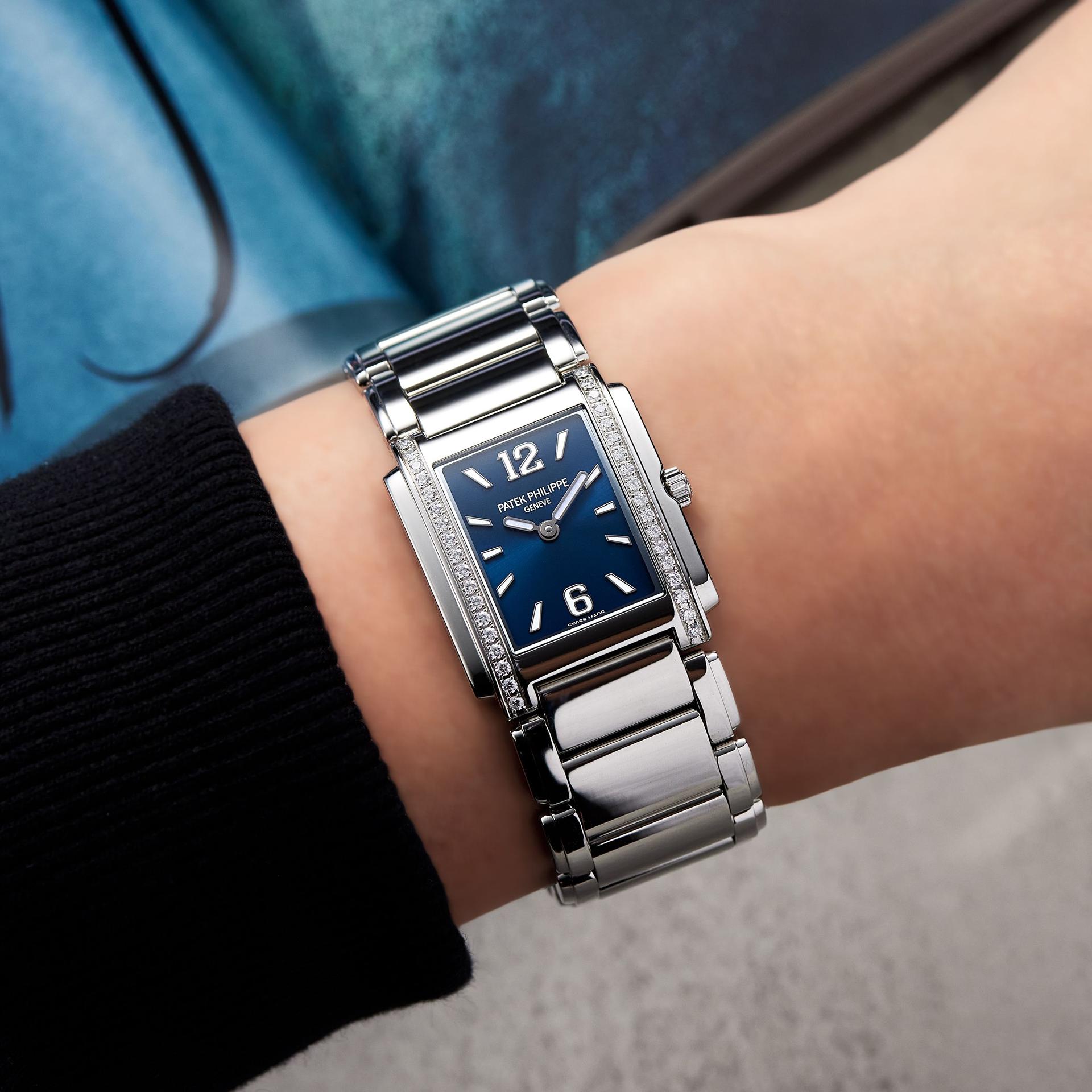 Twenty~4 Manchette Stainless Steel Diamond Blue Dial