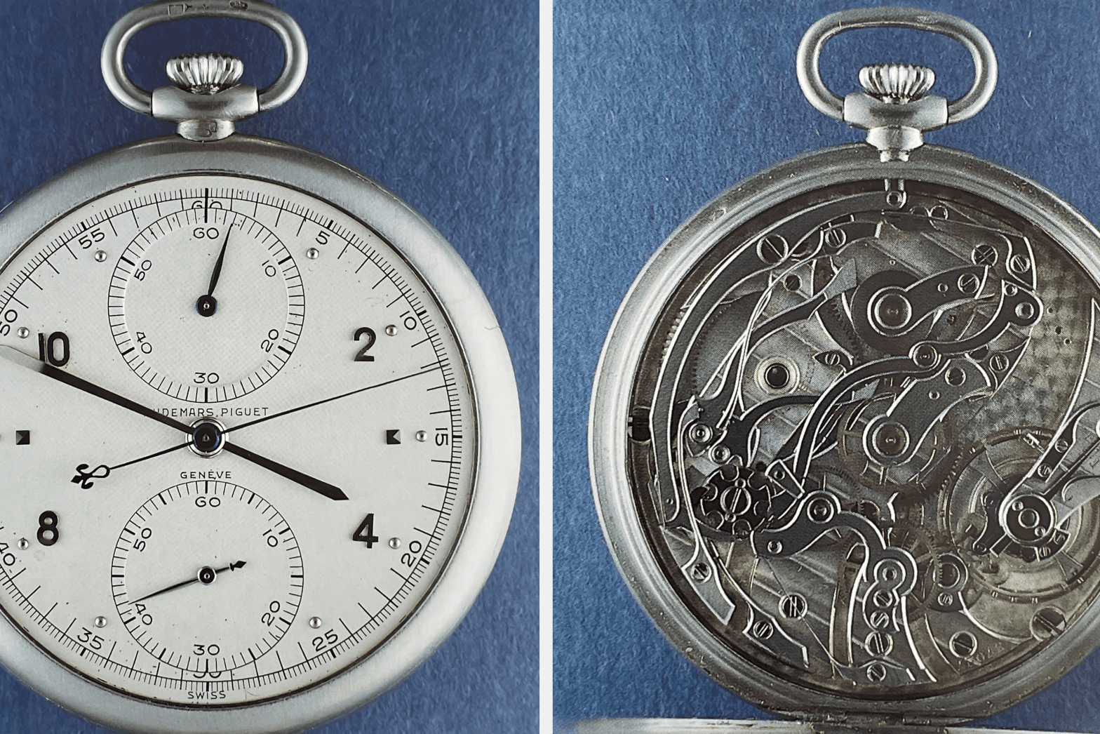 Platinum Lepine chronograph with 60 minute counter, made in 1927 in the  Bauhaus style