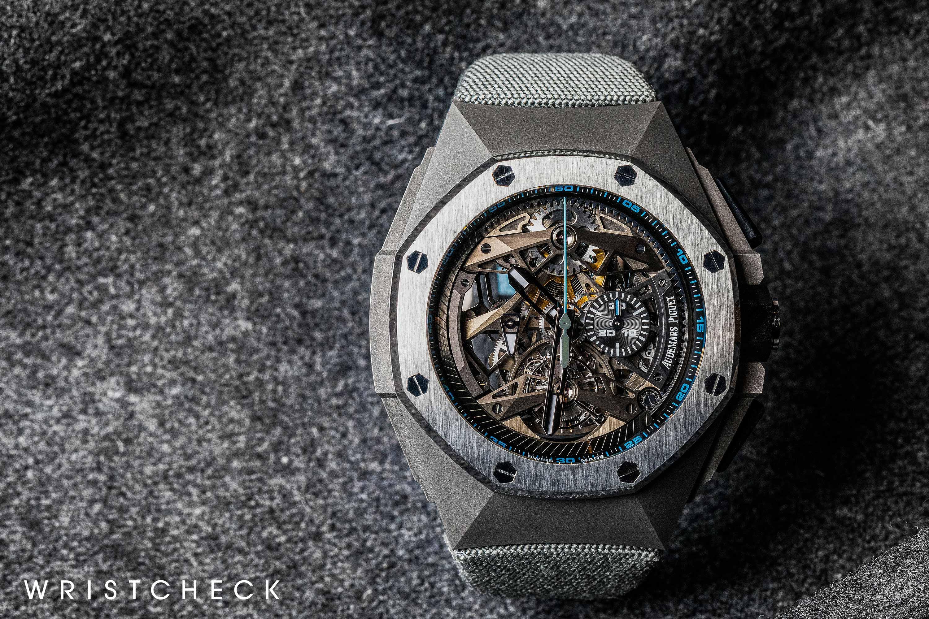 Audemars Piguet Royal Oak Concept Tourbillon Chronograph Openworked Ref.26587 in Sandblasted Titanium