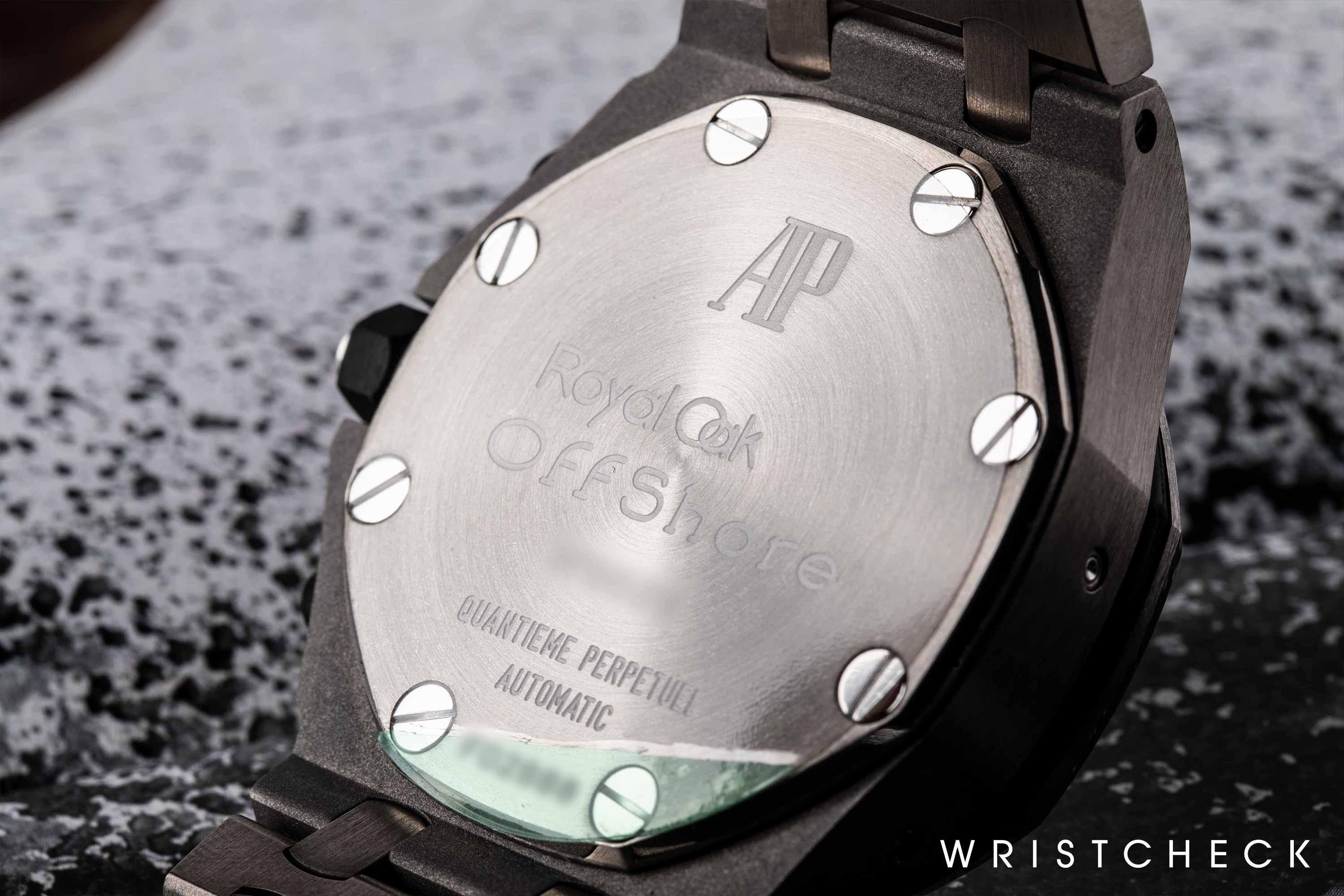 Case back of Royal Oak Offshore Titanium Perpetual Calendar Chronograph