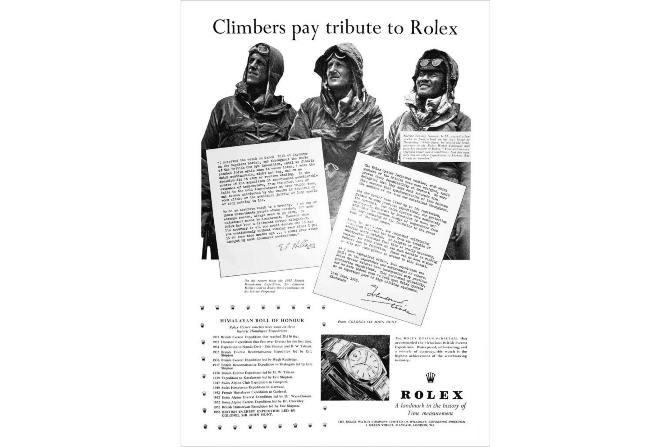 A 1950's Rolex advertisement for the Explorer (Credit: Jake's Rolex Watch Blog/ WatchProSite)