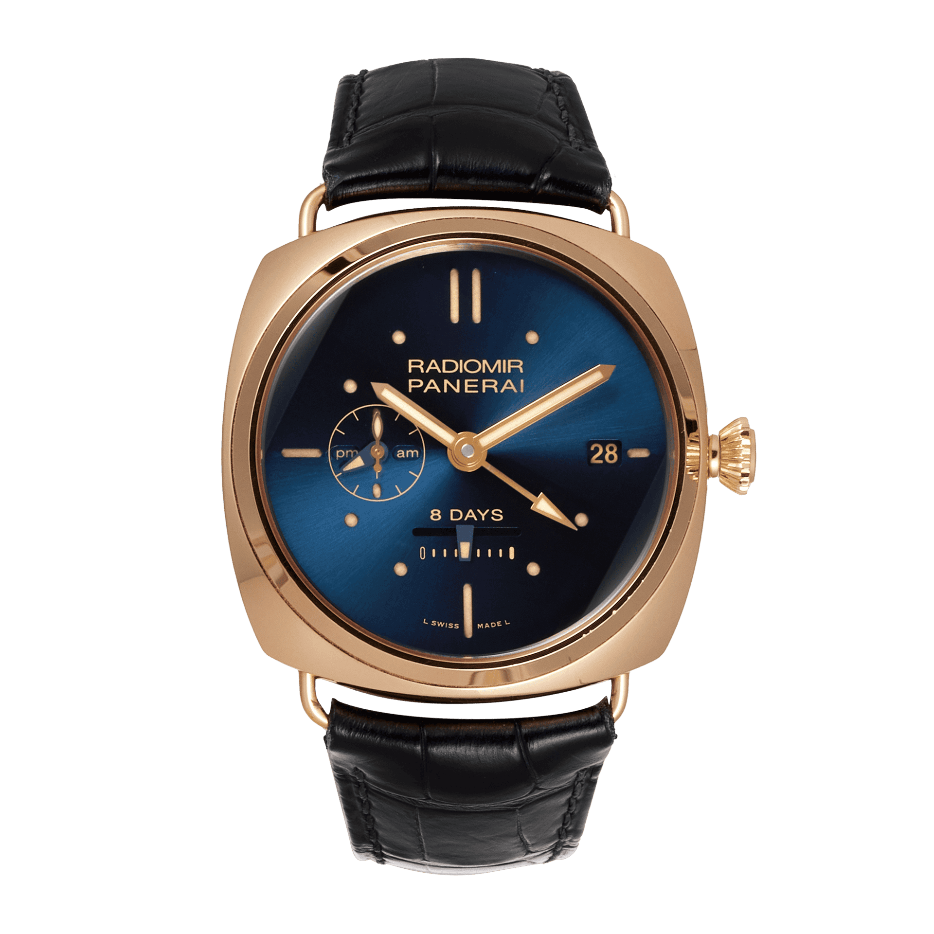 Radiomir 8 Days GMT Oro Rosso Rose Gold Blue Dial