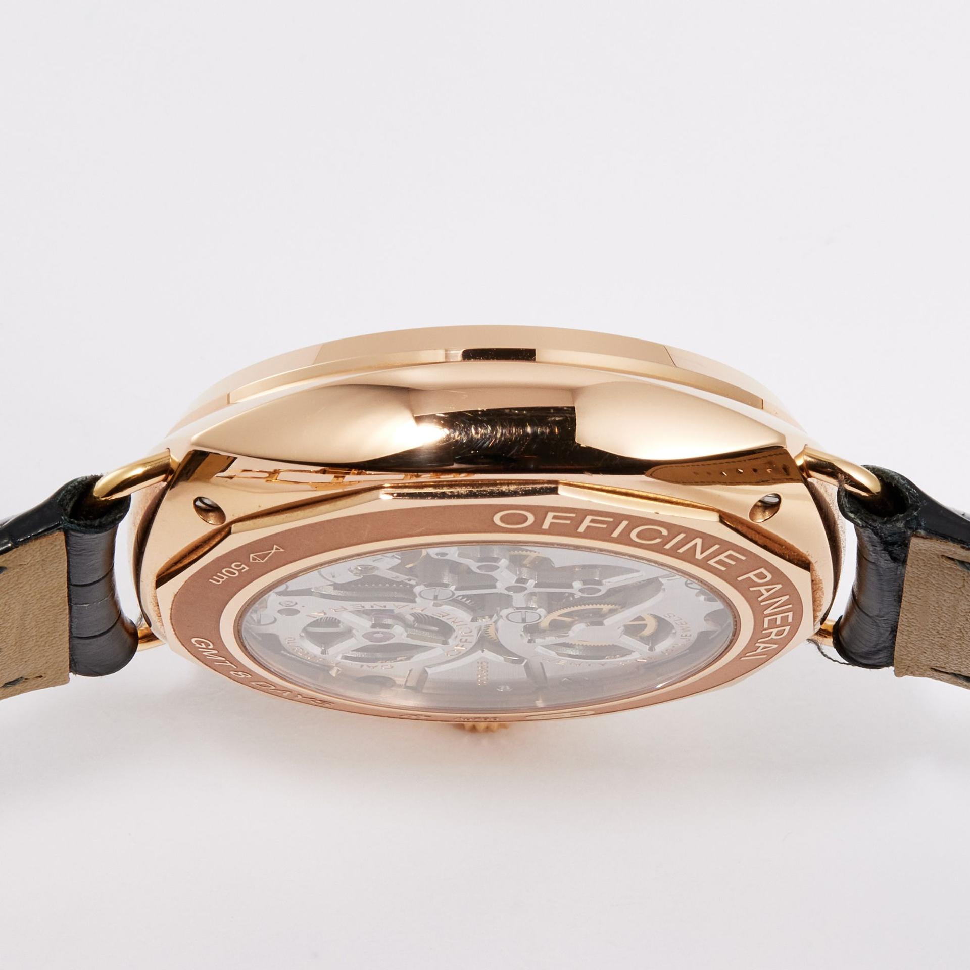 Radiomir 8 Days GMT Oro Rosso Rose Gold Blue Dial condition photo