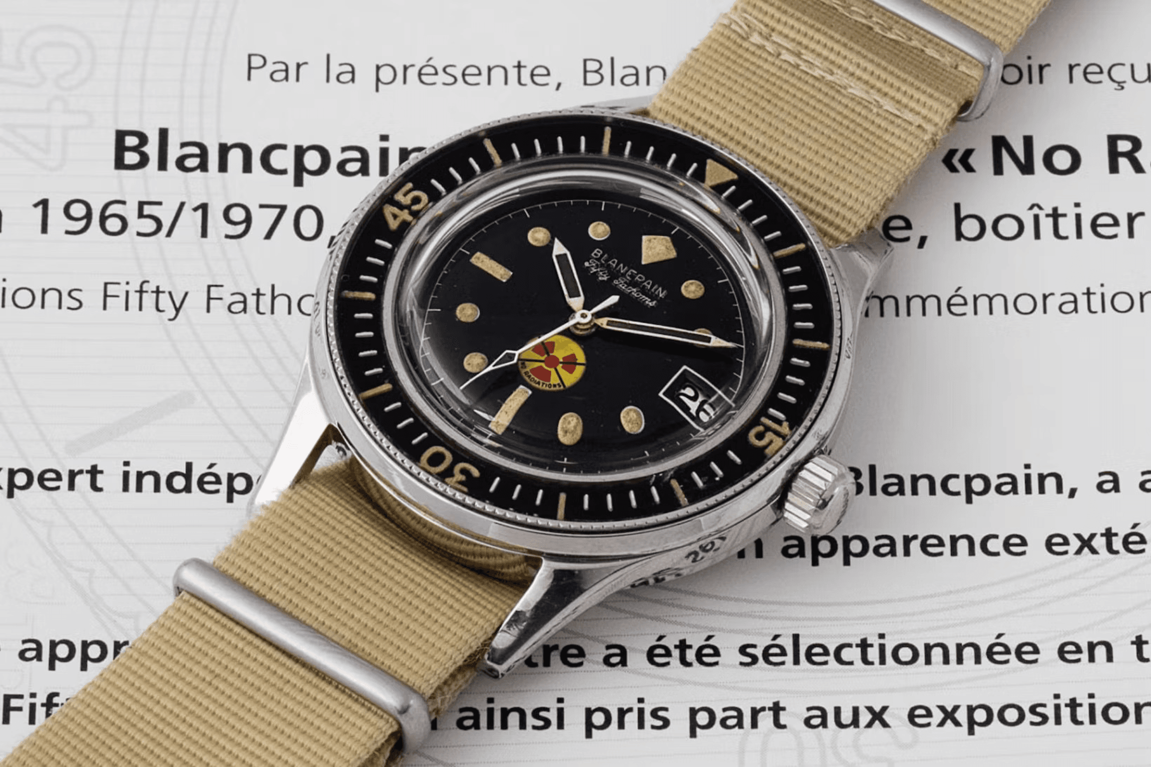 Blancpain Fifty Fathoms "No Radiations" dial Photo: Phillips