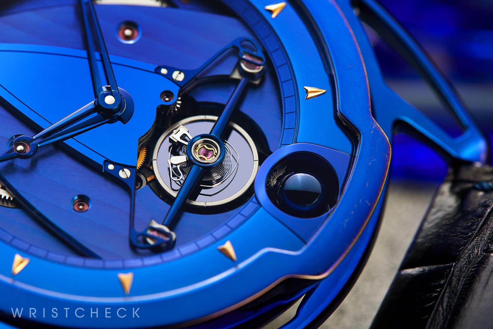 [close up of the tourbillon and moon phase]