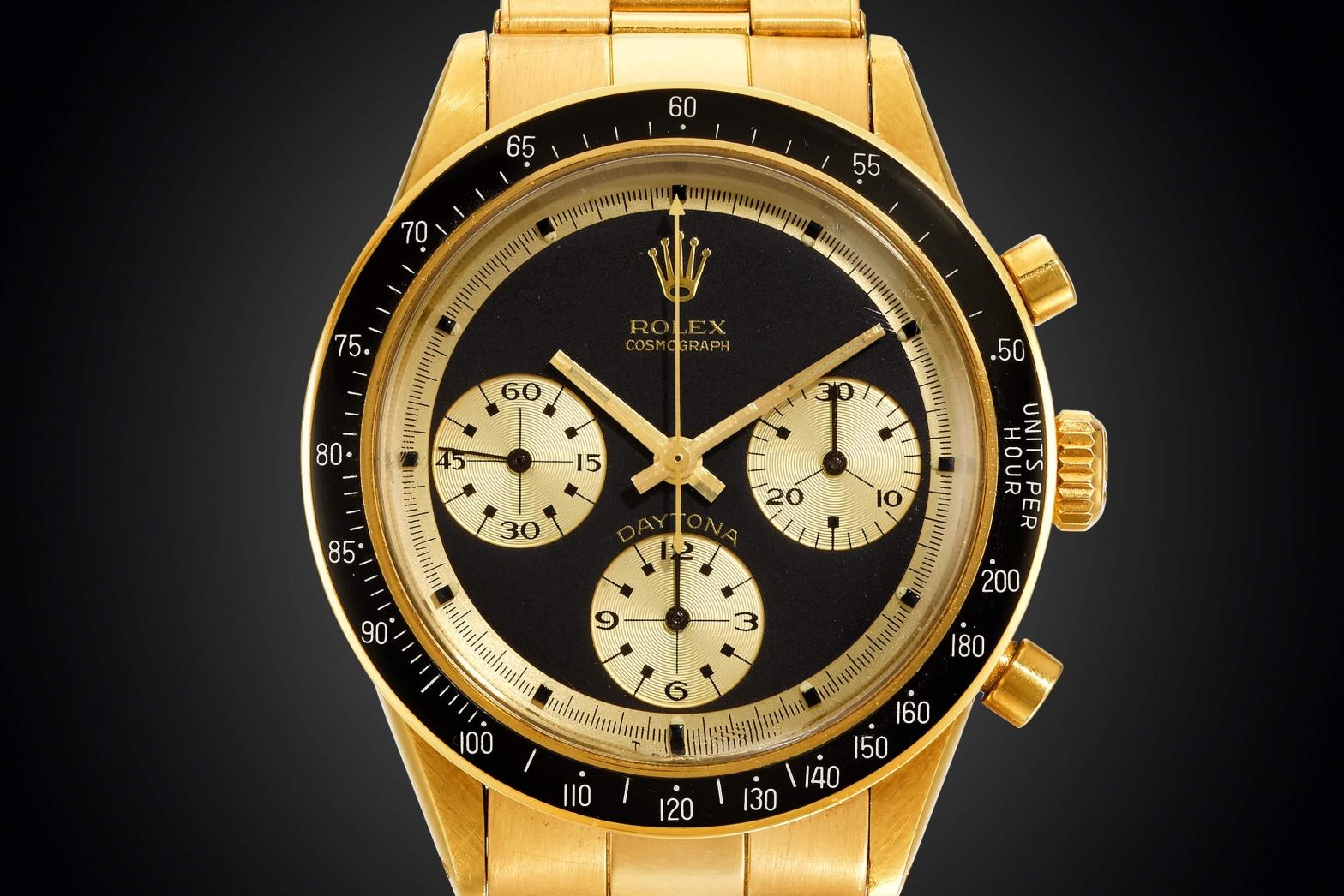 An 18k gold Rolex John Player Special Ref. 6264 sold for US$1.54 million in an online-only auction last year.